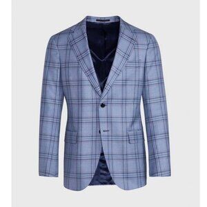 Paul Stuart Blue plaid wool sport coat, Size 54R